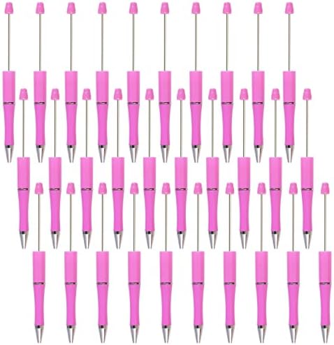 jiebor 30Pcs Pink Beadable Pens Beaded Ballpoint Pens Bulk for DIY Writing