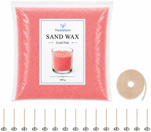 Sand Wax for Candle Making, 440g Refillable Candle Wax Sand, Coral Pink