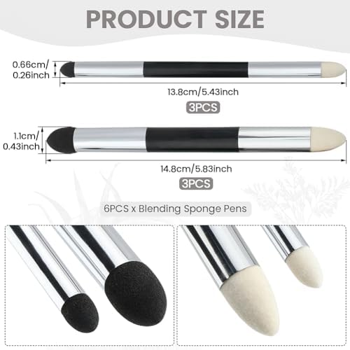 6pcs Artist Blending Sponge Pen, Washable Sketch Rubbing Sponge Brush, Double Headed Drawing Art Pastel Blending Tools for Sketch Drawing Blending Lightening and Highlight