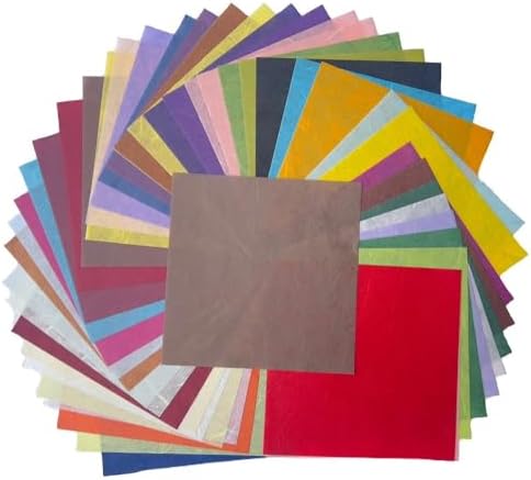50 Colors 50 Sheets 6 x 6 Inches Natural Fiber Mulberry Tree Square Origami Paper Arts Folding Craft, Decoration Paper, Writing Painting Square Folding Paper for DIY Crafts (Mixed Color, 6 x 6 Inch)