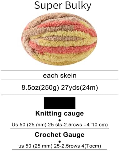 Chunky Yarn for Hand Knitting, No7 Thick Yarn, 250Grams 32Yards, Pack of 4, Perfect for Knitters and Crafters (Grapefruit)