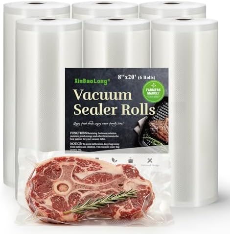 Kitchen Essentials, Vacuum Sealer Bags 6 Rolls 8"x20' Freezer Bags, 120Feet