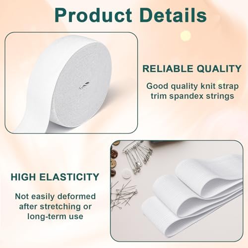 Airisoer Elastic Bands for Sewing 1.5 Inch x 32 Yards, White