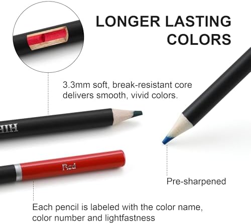 HIFORNY 80PCS Colored Pencils Set for Adults – 72 Soft Core Colored Pencils with Sketchbook, Coloring Book,Blender,Burnisher,Eraser,Sharpener & Color Chart – in Gift Box & Zipper Case