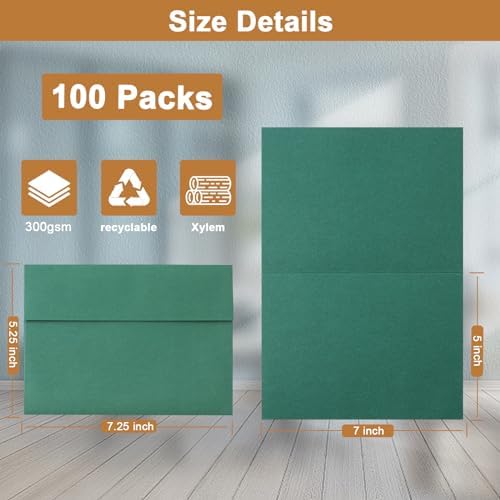 Silunkia 100 Packs 10 Assorted Colors Blank Note Cards and Envelopes 5 x 7