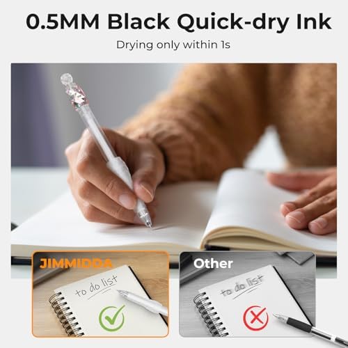 8 Pack Gel Pens - 0.5mm Fidget Rotating Black Ink, No Smudge