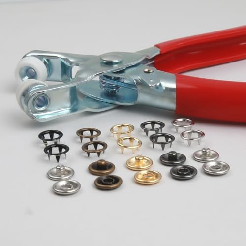 GTAAOY 9.5 mm Metal Snaps Buttons with Snap Pliers, 100 Set