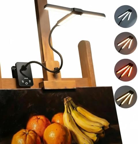 holoith 3 Head Foldable Clip On LED Easel Lamp for Artists
