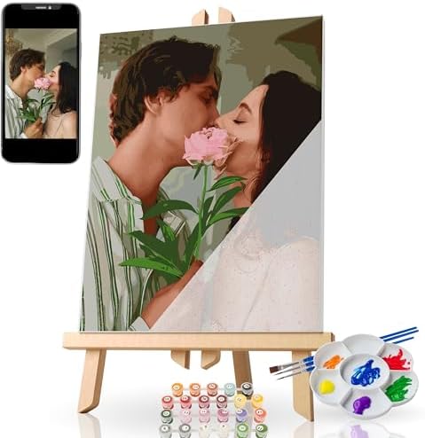 Custom Paint by Number From Photos, DIY Canvas Paint by Numbers for Beginners, Personalized Adults Digital Oil Painting Kits, Make Your Own Picture, Wall Decor Gift for Family, Boy Girl Friend