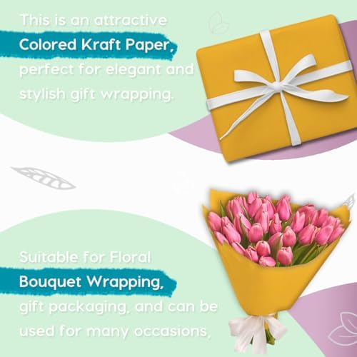 PerkHomy 48" x 2,400" (200') Orange Kraft Paper Roll for Craft Bulletin Board Paper Art Table Covering Crafting Gift Wrapping Bouquet Packing Parcel 80GSM 55LB (Orange, 48" x 200')