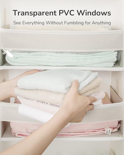 ULG Over The Door Organizer with 6 Large Pockets 12 Side Pockets, 50lbs Weight Capacity Door Hanging Organizer for Bedroom, Bathroom, Pantry, Nursery Storage, Beige (Pack of 3)
