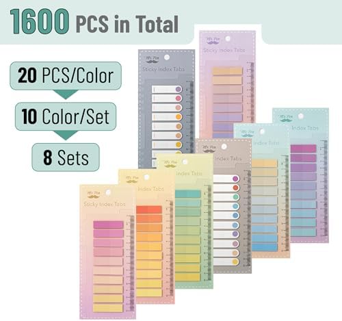 Mr. Pen- Colorful Sticky Tabs, 1600 pcs, Translucent Page Markers