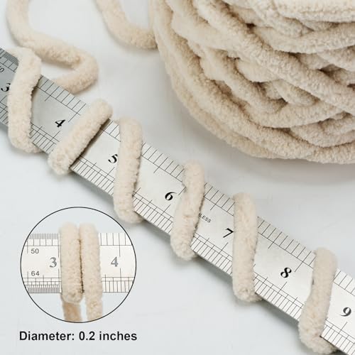 Beige Chunky Chenille Yarn, #6 Super Bulky, 28 oz/576 Yards
