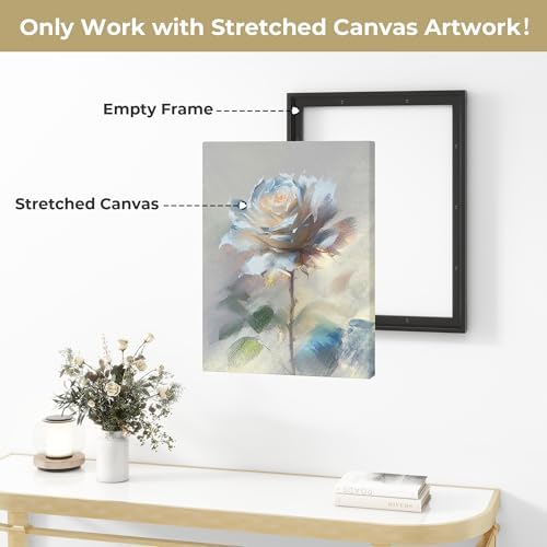Venusmiles Canvas Frame 9x12 Frame for Canvas Painting Floating for 1" Deep, Floater for Canvas Artist Panel Oil Painting Wall Art Décor, Vertical or Horizontal Picture Wall Decor, Black