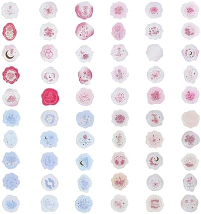 Pre-Made PVC Envelope Seal Stickers, Waterproof Self-Adhesive Stickers for Wedding Invitations, Birthday Gift Wrapping, Scrapbook & Journal Decoration (60PCS Rose Theme)