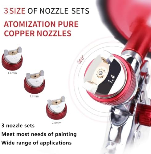 HVLP Spray Gun with 3 Nozzles & 10pcs 20oz Disposable Paint Cups for Auto