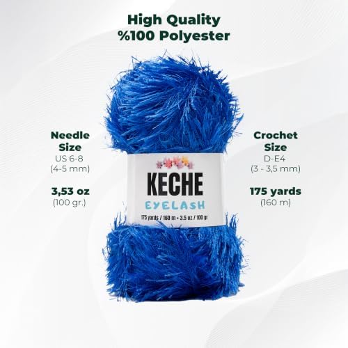 Eyelash Fun Fur Yarn - Premium Soft Crochet Yarn DIY Hand Knitting 100% Polyester 175 Yds 3.53 Oz (Pack of 3) - Royal Blue