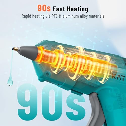 Katerk 3.7V Cordless Hot Glue Gun Kit with 15 Glue Sticks, 90s Fast Heating