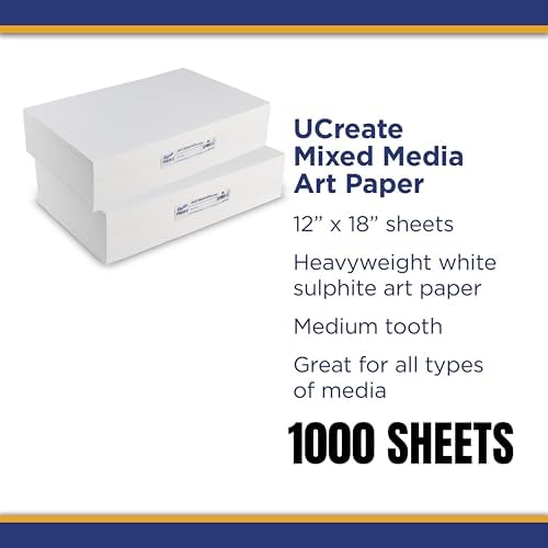 UCREATE Mixed Media Paper, Heavyweight, 12" x 18", 500 Sheets/Pack, 2 Packs