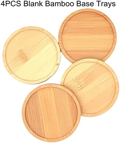 4PCS Mosaic Bamboo Coasters for Crafts, Blank Base Trays, Drinking Cup Coaster, Plant Coaster, Art Plate,DIY Mosaic Supplies (Round)