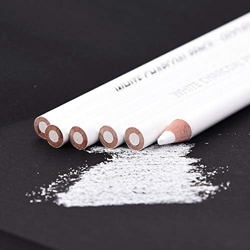 2 Pcs White Sketch Charcoal Pencils -Professional Hight Quality Sketch Highlight White Charcoal Wooden Pencils for Artist Drawing, Sketching, Blending