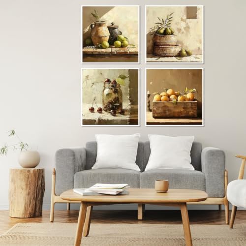 4 Pack Framed Retro Paint by Numbers Kits for Adults with Easel (8x8in)