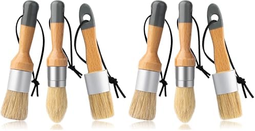 Mister Rui Chalk Wax Paint Brush, 3pcs, Chalk Paint Brushes for Furniture, Small Wax Brush for Acrylic Paint, Milk Paint, Natural Bristles Stencil Brushes, No Shedding (Pack of 2)