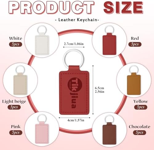 30Pcs Leather Keychain Blanks, Laser Engraving Blanks Keychain Bulk | Rectangular PU Leather Key Fob Kit, 6 Colors Leather Keychain Blanks for Laser Engraving, DIY Key Chain Blanks Crafts