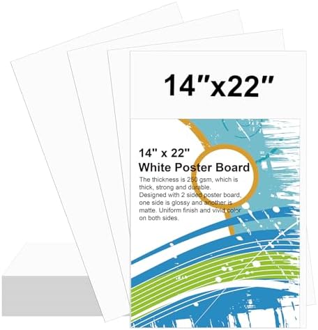 28 Pcs 14" x 22" Poster Board White Poster Board Paper Bulk 250 GSM Thickness Vision Boards Smart PosterBoard for Drawing School Arts Craft Projects Presentations Scrapbooking Blank Graphic Display