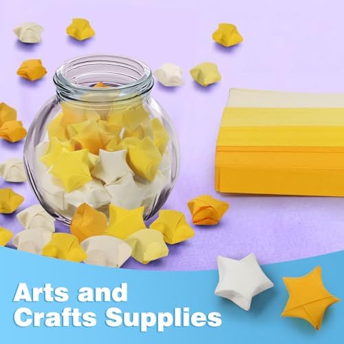 FoDau770 Solid Color Star Paper Strips - 1080 Sheet, Yellow Series