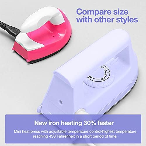 Mini Crafts Iron Handy Heat Press Machine Kit Portable with PVC Doormat for Heat Transfer, Charging Base Accessories for DIY T-Shirt Shoe Bag Vinyl Projects