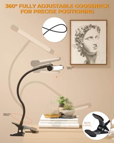 Clip-On Easel Lights for Painting,7W Artist Lamp,3 Color Modes,10 Brightness Levels,Flexible Gooseneck Clip Light for Easel,Desk,Piano,Monitor,USB Powered & No Battery(Adapter Not Included)