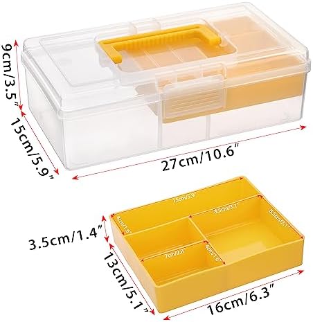 JUXYES Clear Art Craft Supply Storage Bin Sewing Box With Handle Lid