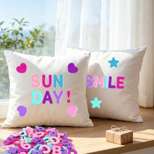 Felt Letters,686 Pcs Felt Stickers 1 Inch Alphabet Number Sticker(Pink)