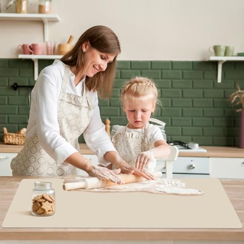 Extra Large Silicone Mat for Kitchen Counter 36" x 24" Silicone Table Mat for Resin Workbench Heat Resistant Mat Coffee Bar Mat,Beige