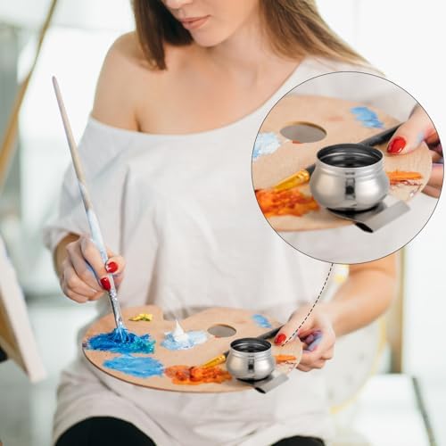 LEIFIDE 3 Pcs Stainless Steel Oil Paint Palette Cups, Drum Shape