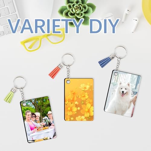240Pcs Sublimation Keychain Blanks Double Sides 80 MDF Sublimation Keychains Blank with 160 Rings and Clips