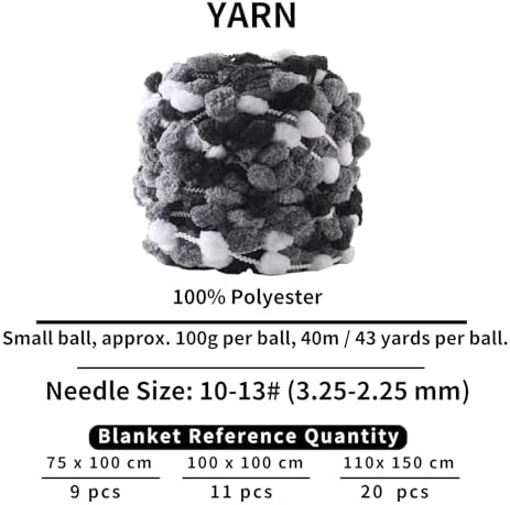 Hand-Woven Ball Yarn, 4 Pack, 380g Total, for Blankets, Cushions, and Pet Nests, Fluffy Chunky Craft Yarn (Panda)