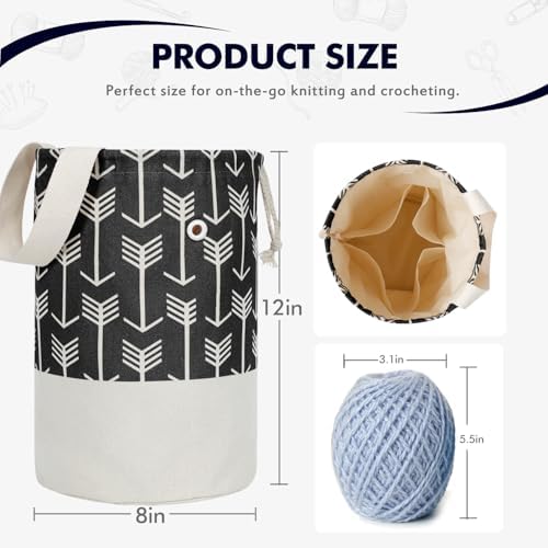 TOGETRUE Yarn Bag, Knitting Crochet Bag, Portable Yarn Storage Bags Organizer for Crocheting Project, Store Skein Ball, Short Knitting Needle (Medium,Black)