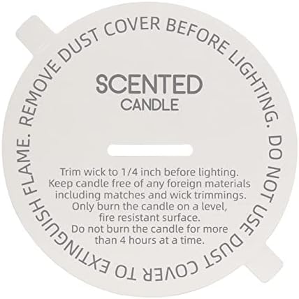 CandMak Candle Dust Covers, 160pcs Printed White Matte Candle Dust Lid with Pull Tab for Candle Making (3")