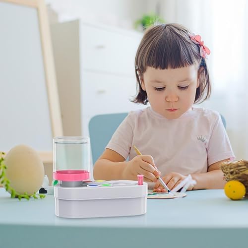 2026 Upgraded Paint Brush Cleaner Tool, Painting Station with Brush Washer for Kids, Acrylic Watercolor Paint Water Dispenser, Art Supplies Paintbrush Rinser for Artists (Pink)