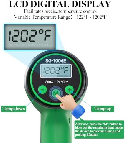 Heat Gun, 1800W Variable Temperature Hot Air Gun with LCD Display