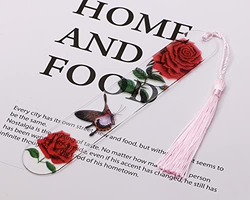 Blank Clear Acrylic Bookmarks Penta Angel 20Pcs Plastic Craft Transparent Acrylic Book Page Marks with 20Pcs Small Book Page Marks Tassels for DIY Projects and Graduation Gift Tag (Oval)