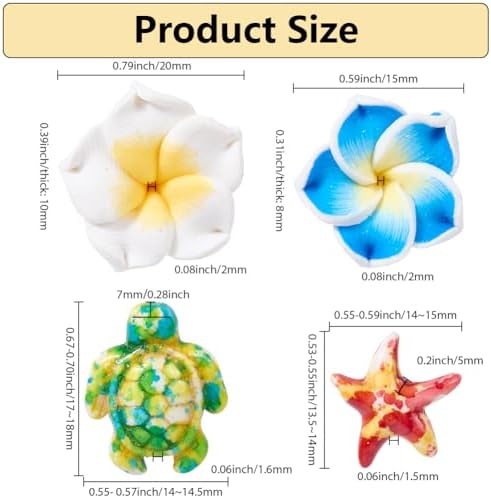 SUNNYCLUE 1 Box 159Pcs DIY 6 Sets Bracelet Making Kits Plumeria Flower Beads Polymer Clay Hawaiian Flowers Starfish Sea Turtle Beach Ocean Summer Beads for Jewelry Making Kits Adult Women Gifts