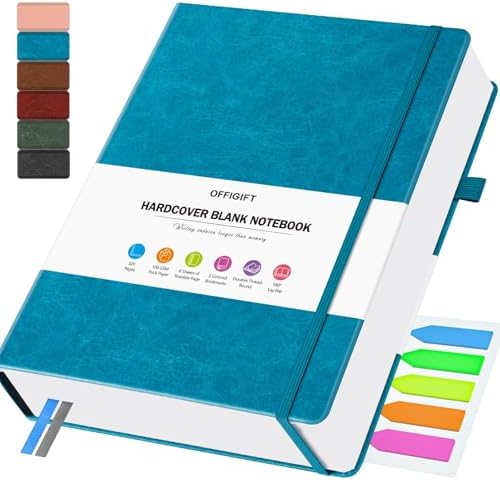 Blank Journal, Hardcover Sketchbook, 320 Pages, Leather Blank Notebook, A5