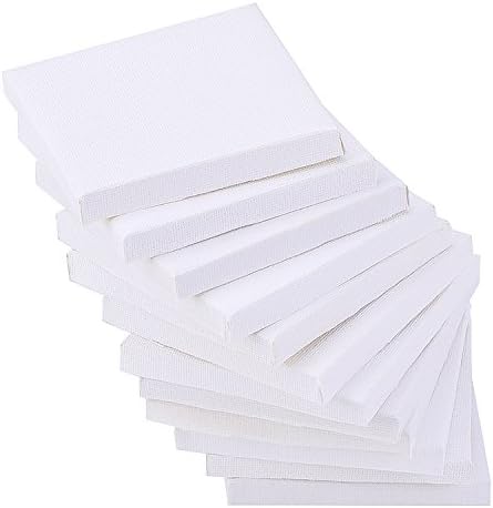 Outus 12 Pack 3 x 3 Inch Mini Canvas Boards Cotton Painting Panels