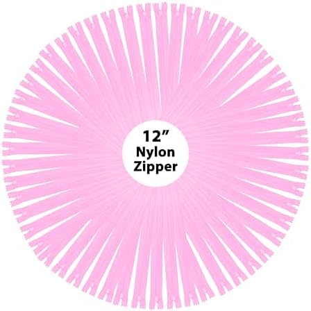 Mandala Crafts 80 PCs Pink Closed-End 12 Inches Nylon Zippers for Sewing