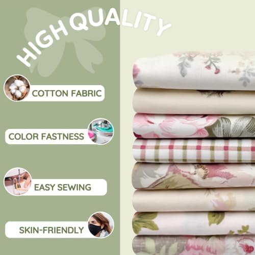 Aubliss 8pcs Fat Quarter Fabric Bundles (100% Cotton - 20'' x 20'')