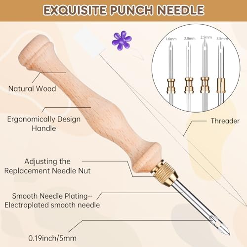 Punch Needle Tool with 5 Needles and Storage Box,Adjustable Needle Punch