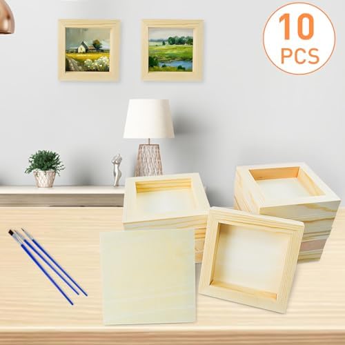 10 Pack 4 x 4 Inch Unfinished Wood Canvas,Wooden Canvas Panels